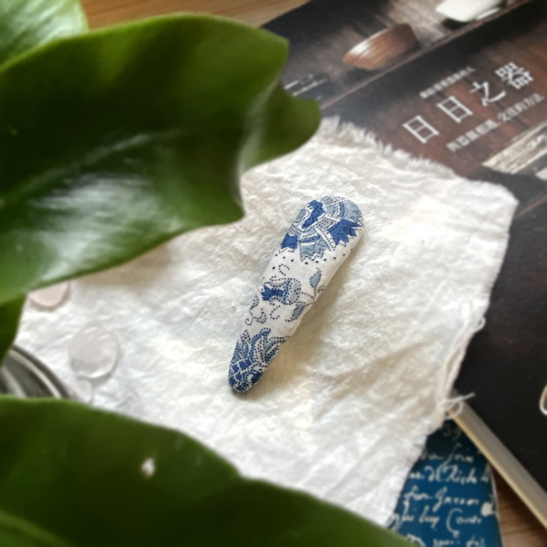 : 序章 : 花布发夹 BB夹 包布手工发饰 蓝色 北欧简约丨之地 - 发饰 - 棉．麻 蓝色