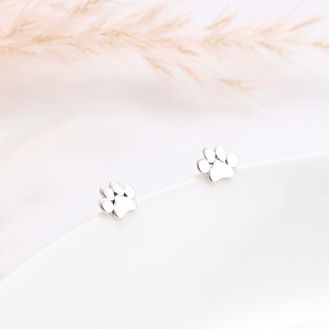 【Angel & Me】猫掌 猫肉球 铲屎官 一对 s925纯银耳环 耳夹 礼物 - 耳环/耳夹 - 纯银 银色