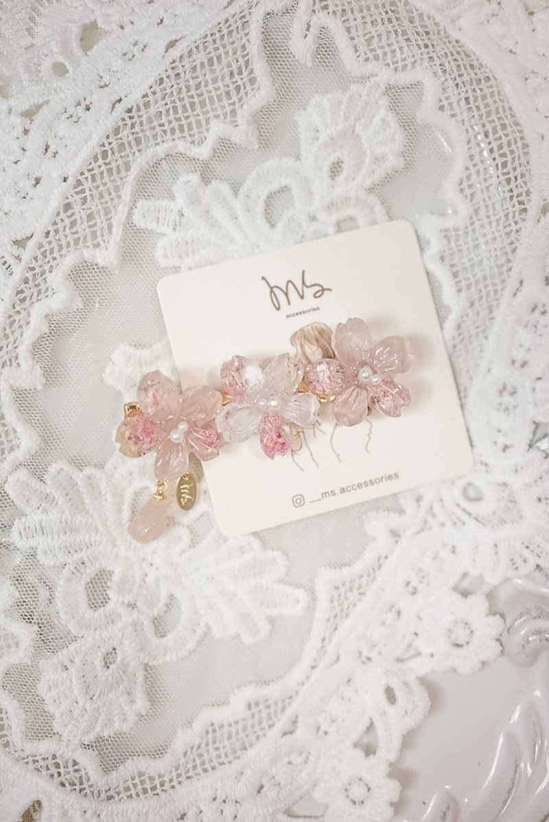 【樱霞】梦幻粉樱花发夹 - 发饰 - 树脂 粉红色