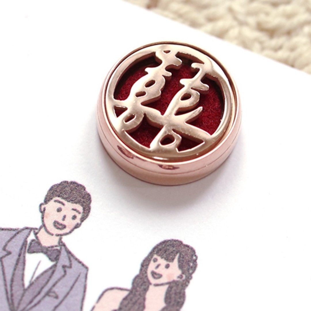 【订制】定制化金属香氛扣 - 婚礼小物 插画 定制化 二进礼 探房 - 喜帖 - 不锈钢 银色