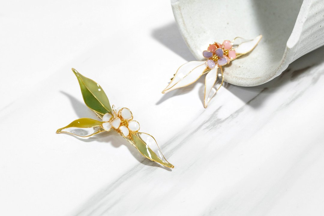 水晶花发夹-花裙摇曳(两色)-光点饰品 - 发饰 - 树脂 绿色
