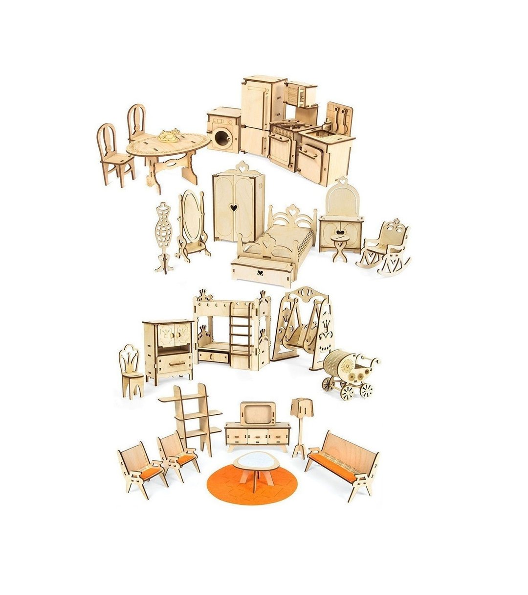 Scale 1:24 Wooden DollHouse Furniture | FREE shipping | Puzzles Miniatures - 玩具/玩偶 - 木头 