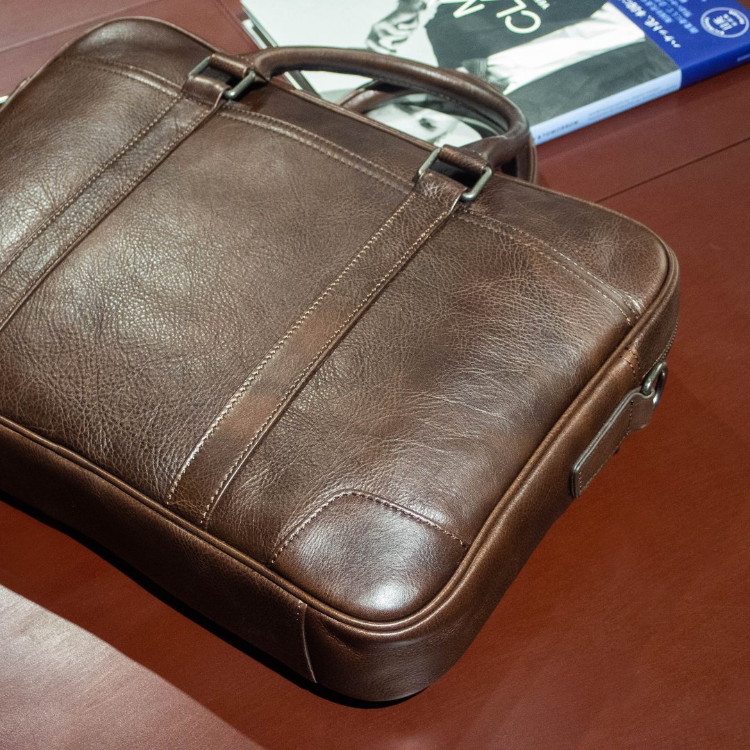 REGENT 15寸真皮公文包-咖 /15 inch Leather Briefcase - Brown - 公文包/医生包 - 真皮 咖啡色