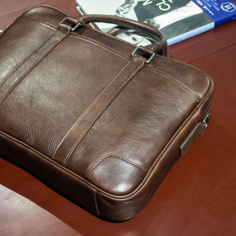 REGENT 15寸真皮公文包-咖 /15 inch Leather Briefcase - Brown - 公文包/医生包 - 真皮 咖啡色