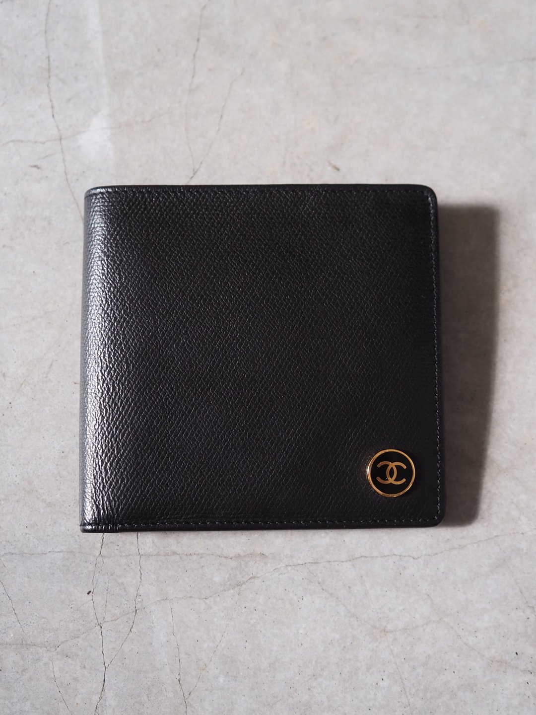 【 日本二手精品 】CHANEL 香奈儿 经典扣饰 折叠短夹 古董精品 - 皮夹/钱包 - 真皮 黑色