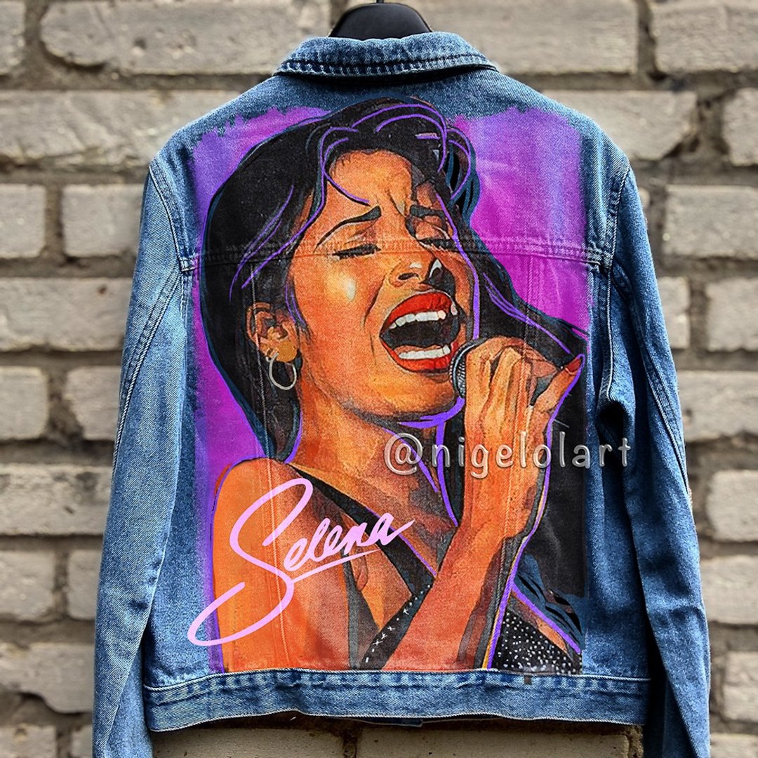 手绘丹宁外套 Selena Quintanilla 定制外套 礼物 个性化外套 - 女装休闲/机能外套 - 棉 多色