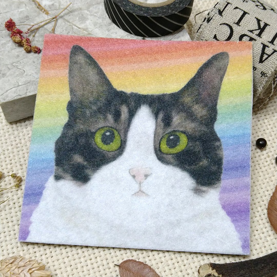 猫咪-不织布杯垫-吸水杯垫-虎斑猫_猫咪 - 杯垫 - 聚酯纤维 