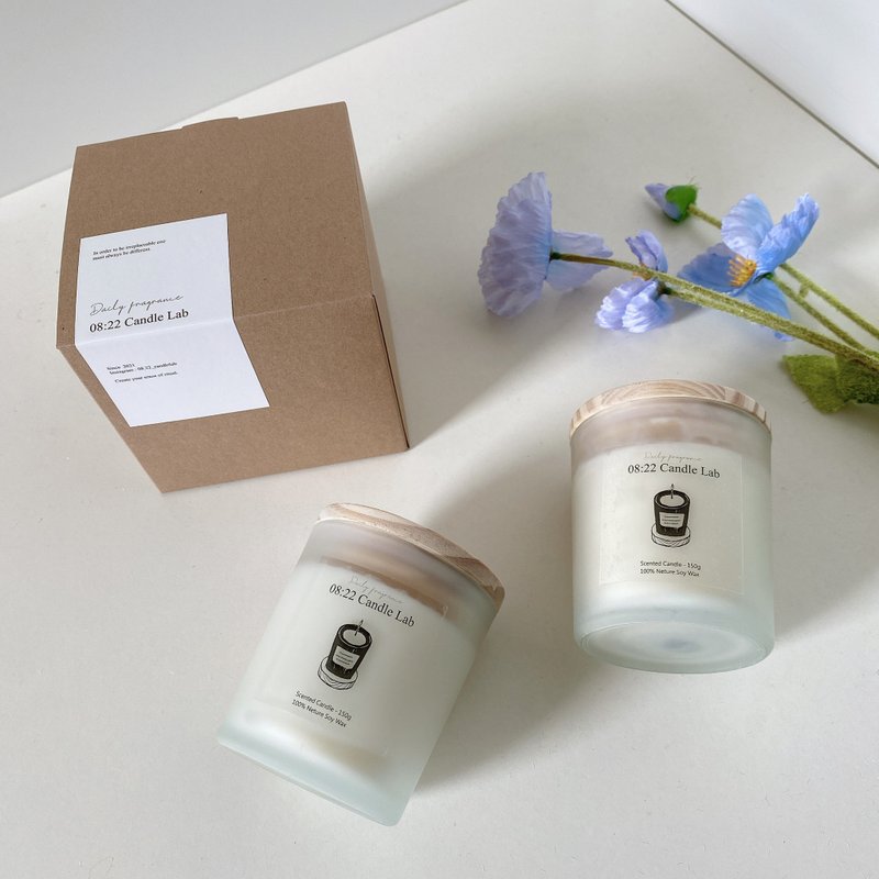 08:22 Candle Lab | 经典木盖香氛蜡烛 150g 融烛灯适用  礼物 - 香薰/精油/线香 - 蜡 白色