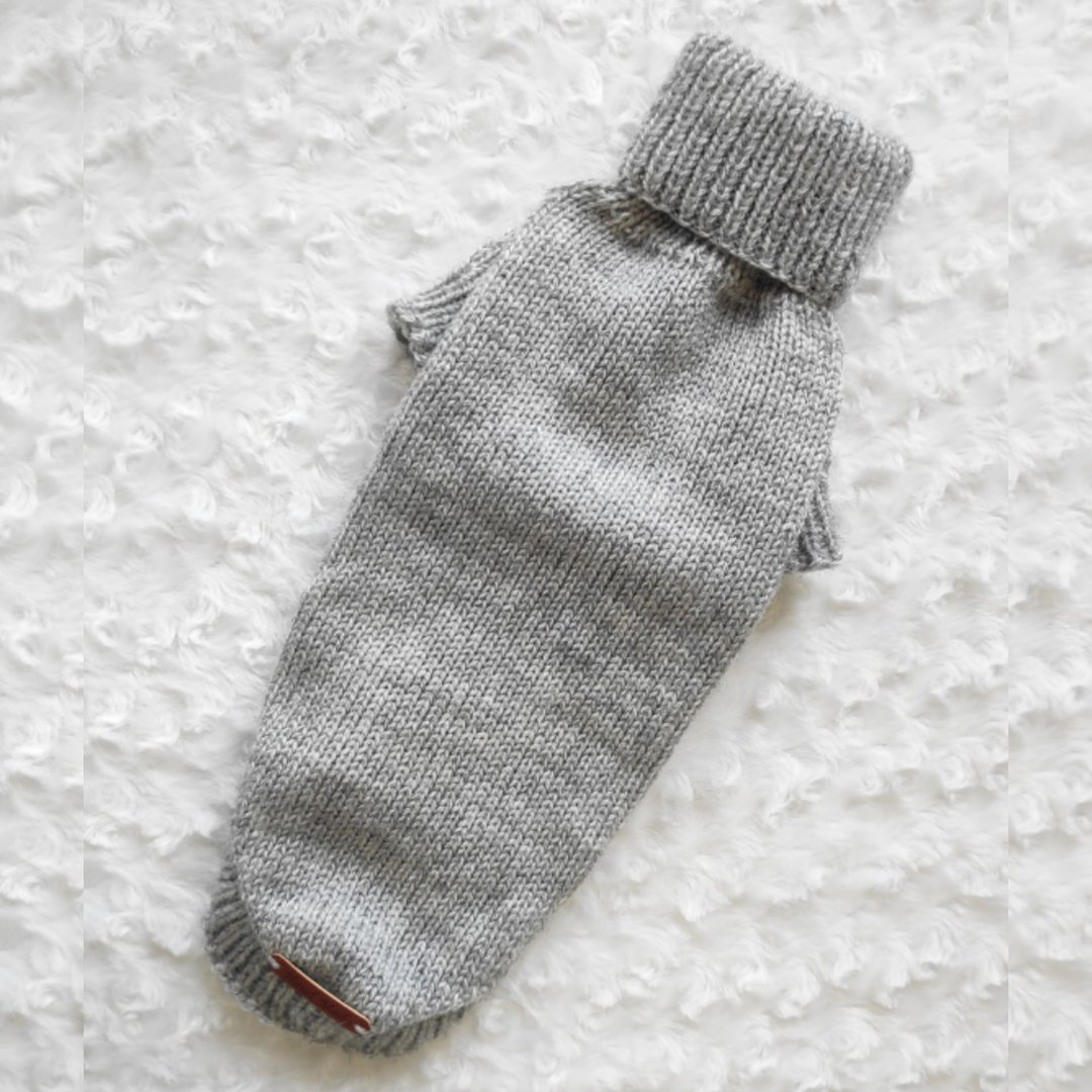 Gray sweater for dog, dog sweater gray color, sweater for small dog - 衣/帽 - 羊毛 灰色