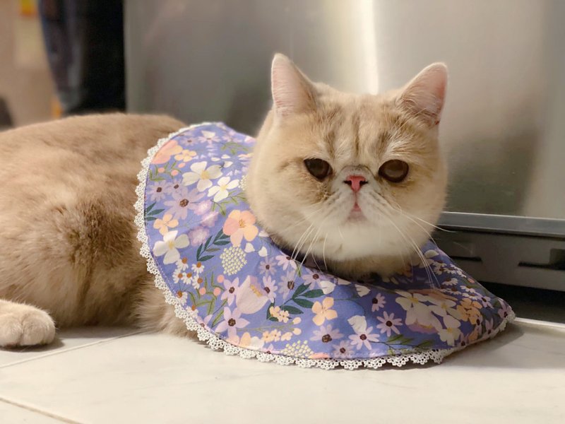 猫咪圆形口水肩 四合扣款 - 项圈/牵绳 - 棉．麻 多色