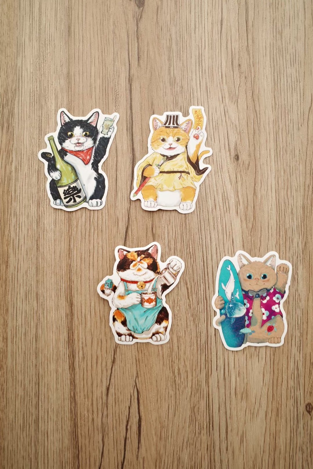 猫咪防水贴纸 (4 入组) - 贴纸 - 塑料 多色