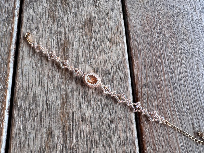 20260142 金草莓晶 串珠 手链 - 手链/手环 - 半宝石 橘色