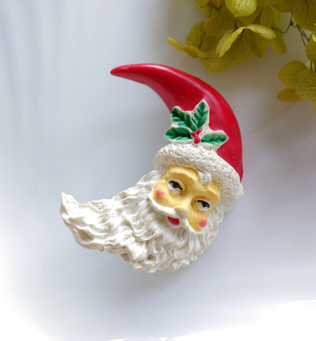 Vintage Jewelry 圣诞节首饰  月亮圣诞老公公  别针  胸针 - 徽章/别针 - 其他材质 金色