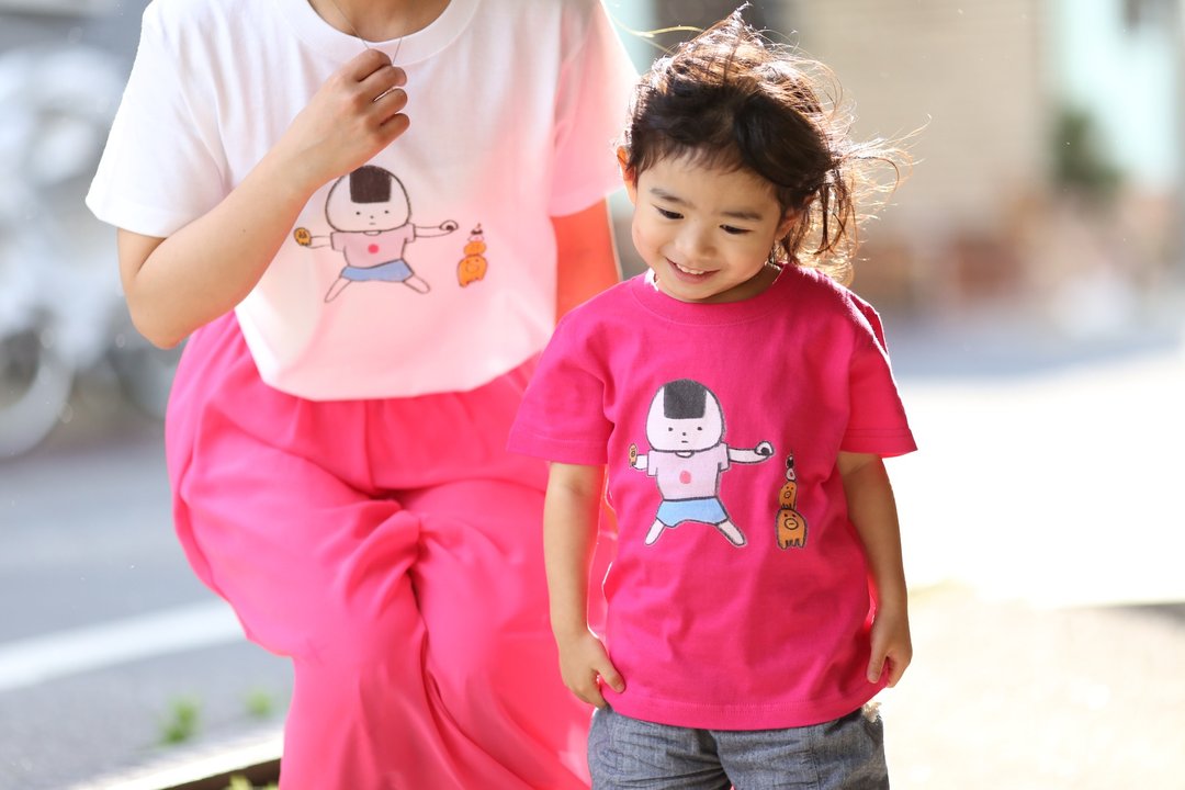 [Kids size] Onigiri T-shirt Jan ver. - 童装上衣 - 棉 粉红色