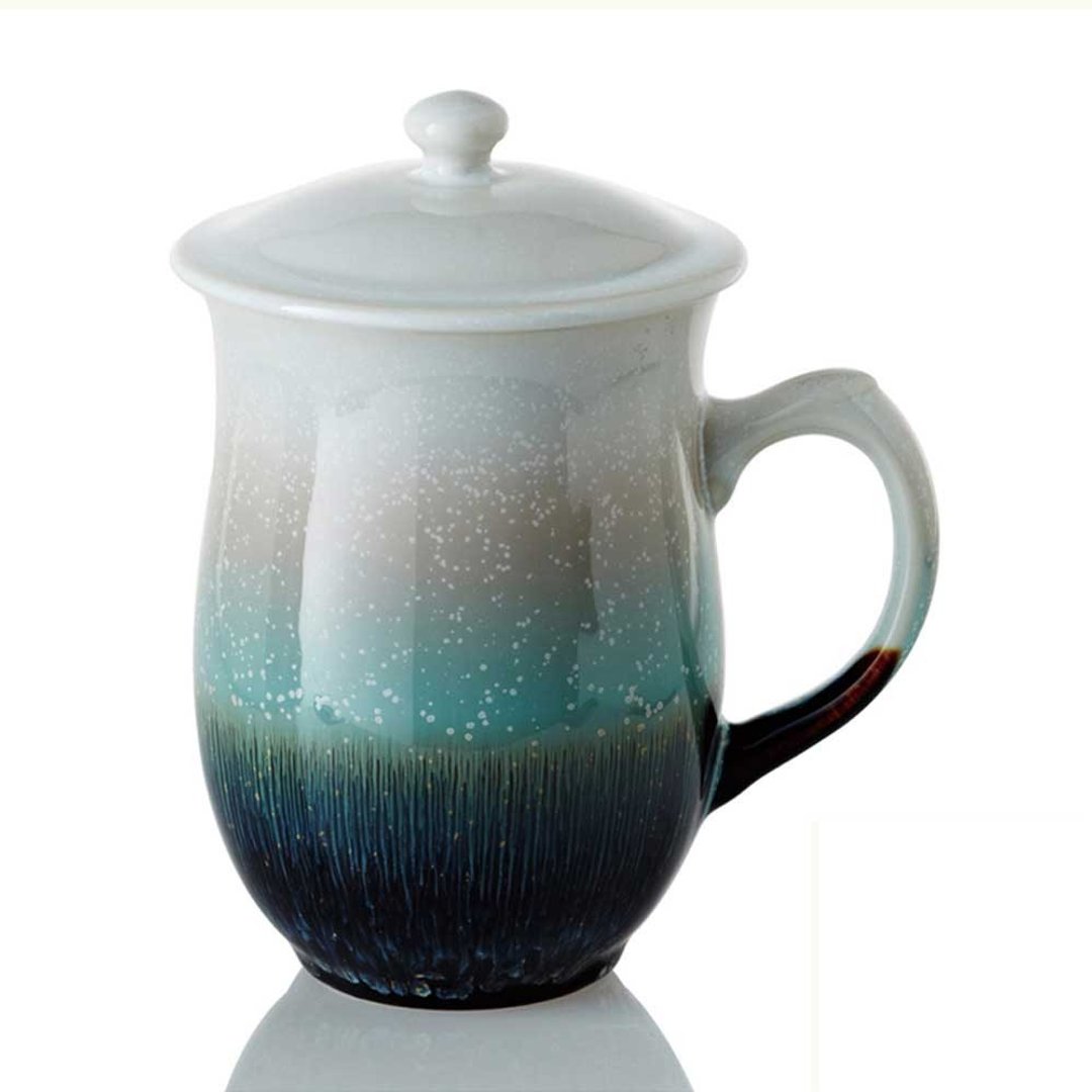 《干唐轩活瓷》雪晶圆梦杯 / 棕绿 - 茶具/茶杯 - 瓷 