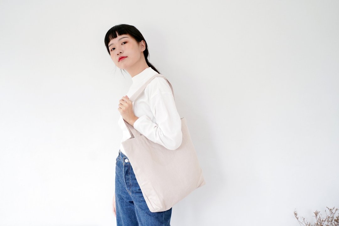 Beige Linen Tote Bag - 手提包/手提袋 - 亚麻 卡其色