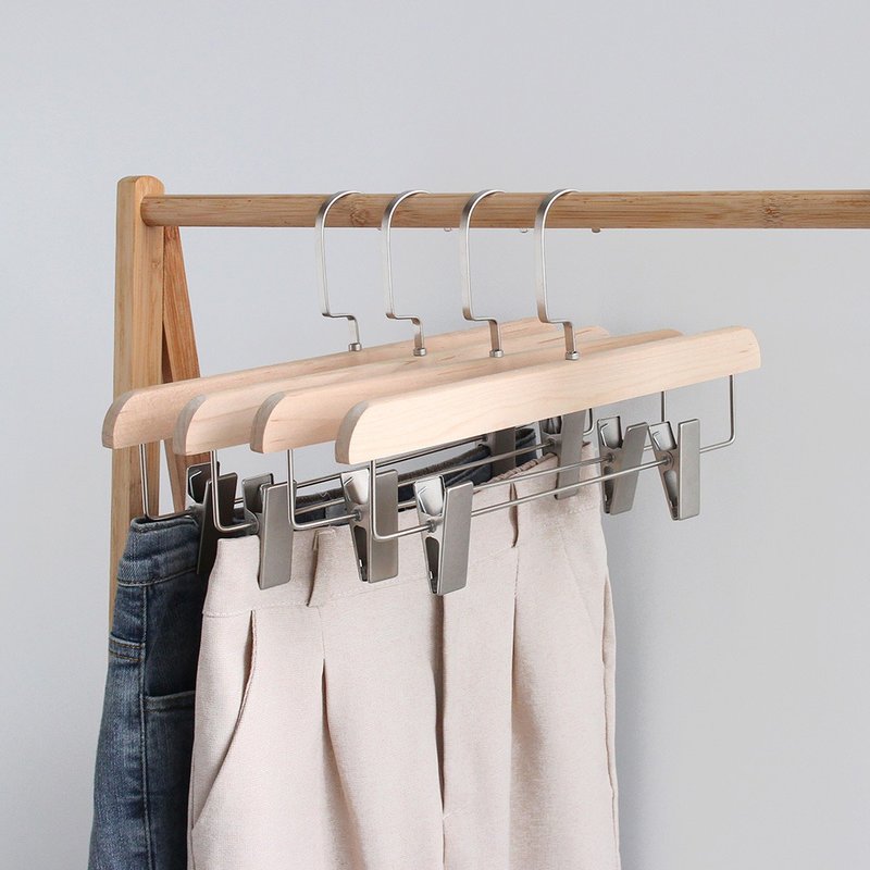 北欧风实木裤夹衣架 (十入组) / 衣物挂勾收纳 - 衣架/挂勾 - 其他金属 卡其色
