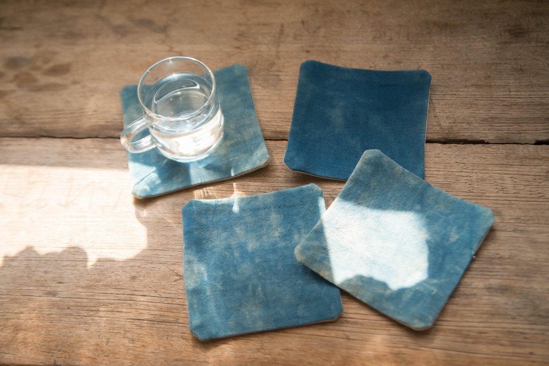 Sky | Indigo fabric coasters | set of 4 - 杯垫 - 棉 蓝色
