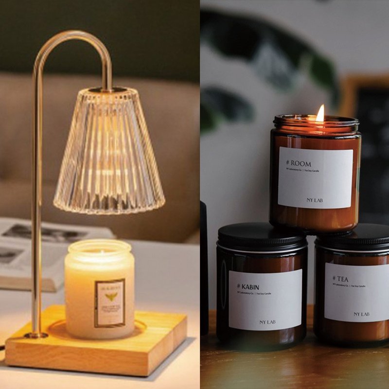 NYLAB 香氛蜡烛暖灯 玻璃灯罩款+7oz手工香氛蜡烛任选 - 蜡烛/烛台 - 其他材质 