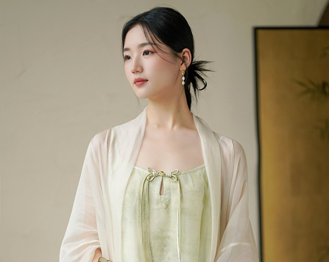 新中式复古中國風 白色禅意茶服 外披/吊帶裙 - 女装上衣 - 其他材质 绿色