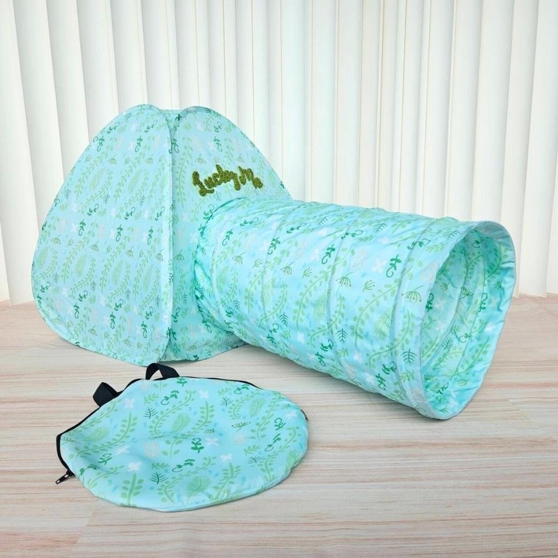 帐篷隧道组- 湖水凉风  小型犬 大猫咪 可拆式床垫 猫咪隧道 - 床垫/笼子 - 其他人造纤维 蓝色