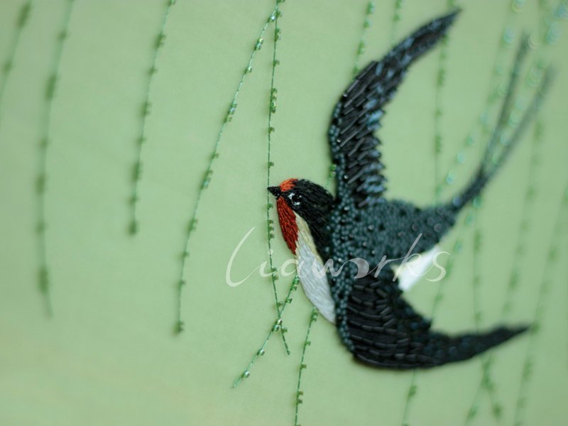 DIY材料包/ 法式刺绣材料包/春燕 - 编织/刺绣/羊毛毡/裁缝 - 丝．绢 绿色