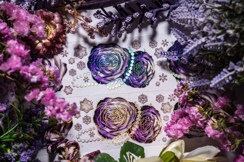 暗香魅影 PET 纸胶带 虹光 炫彩 特殊工藝 10米卷 - 纸胶带 - 纸 紫色