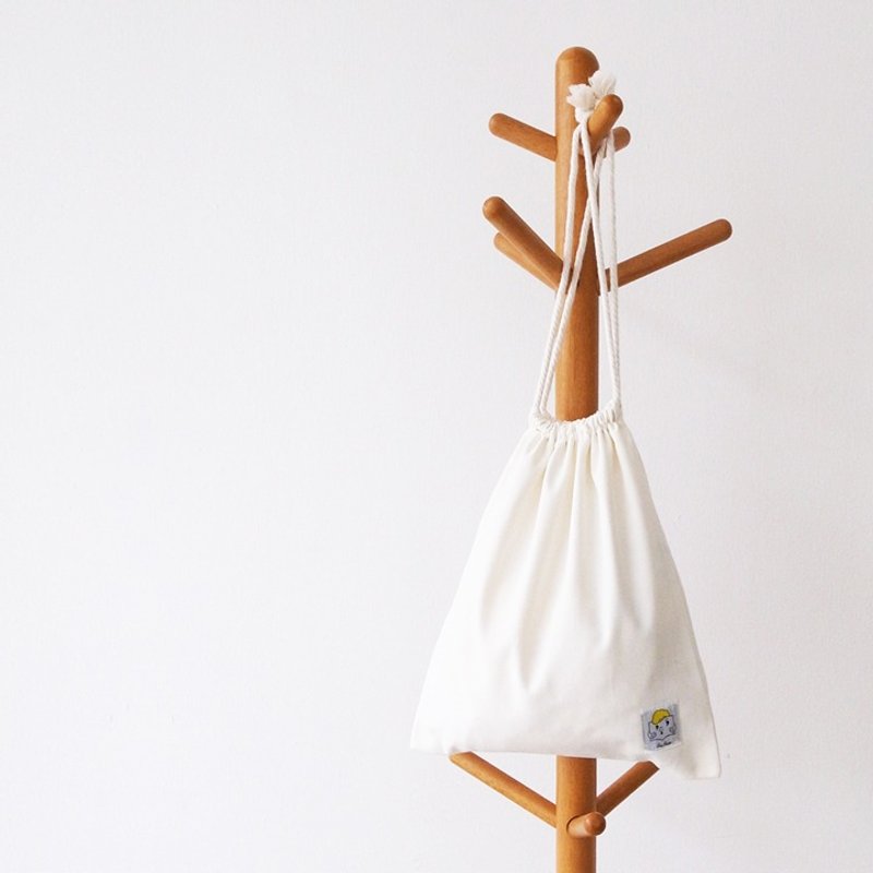 Canvas Bag (White) - 束口袋双肩包 - 纸 白色