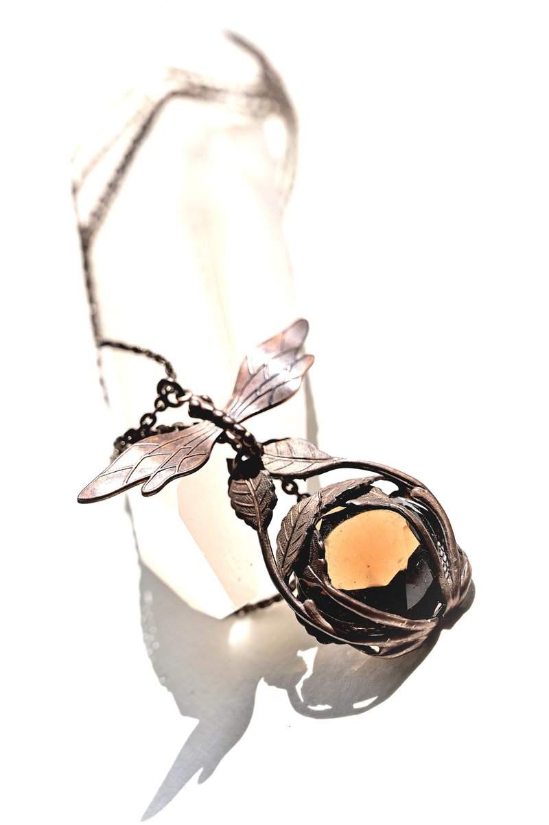 复古黄铜项链~蜻蜓~叶~果实~防敏~手工~限量 - 项链 - 铜/黄铜 金色