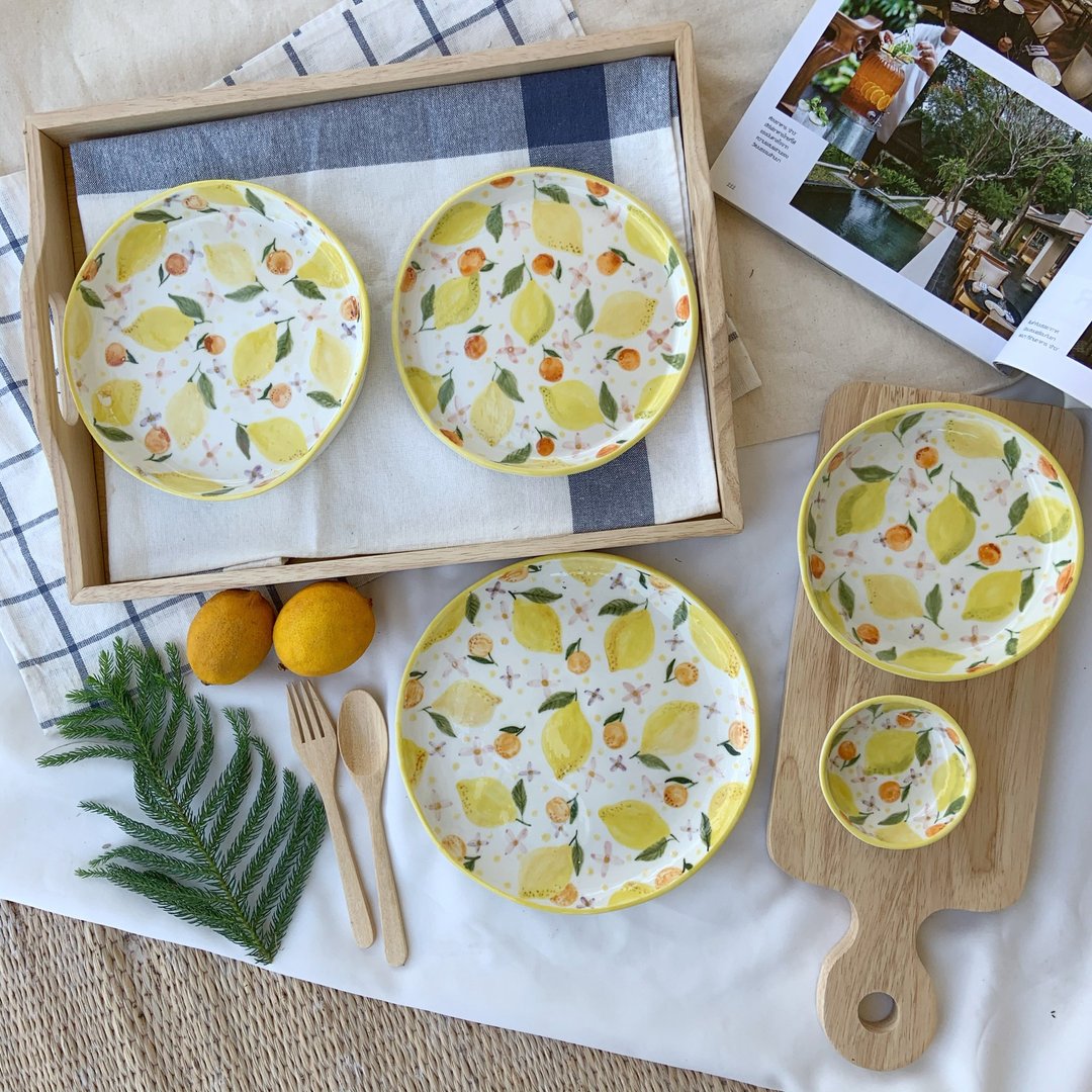Lemon Ceramic Set (L) - 盘子/餐盘/盘架 - 陶 黄色