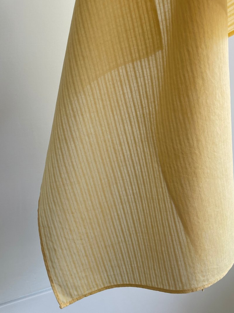 矿物染细织条纹柔棉手帕个性单色系列    浅鹅黄 - 手帕/方巾 - 棉．麻 黄色