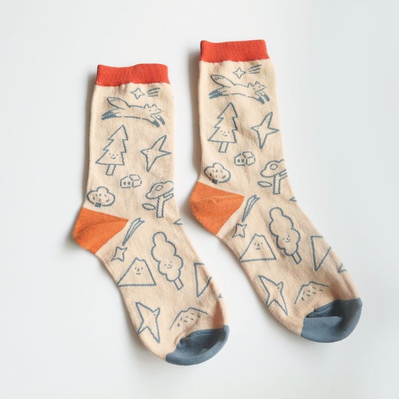 日常线条 | 插画棉袜 - 袜子 - 棉．麻 