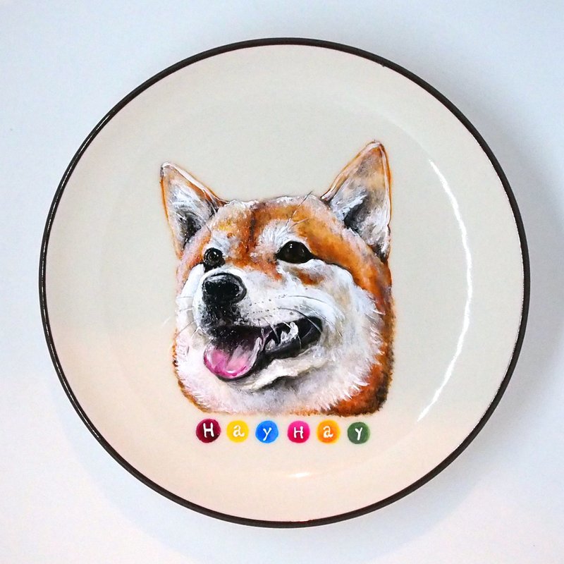 壁挂装饰盘 / 点心盘系列－大头柴柴 - 浅碟/小碟子 - 瓷 