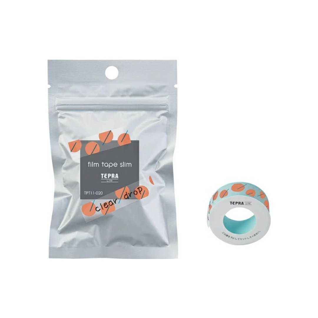 【KING JIM】TEPRA LITE 热感式标签薄膜自黏胶带 11mm 透明水滴 - 纸胶带 - 其他材质 多色