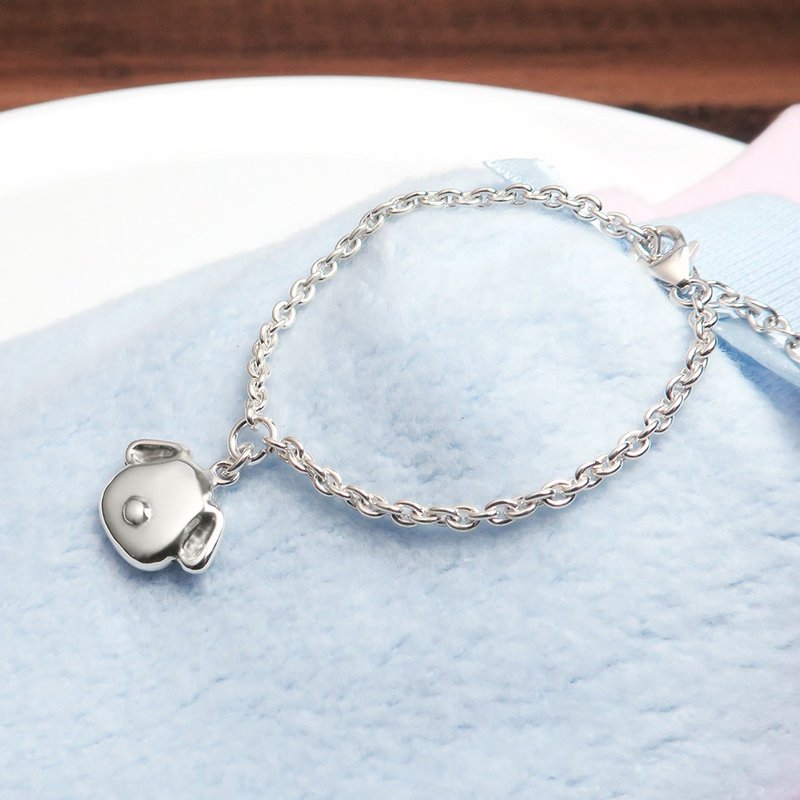吉利狗 细版 纯银儿童手链 刻字订制 宝宝手链 - 婴儿饰品 - 纯银 银色