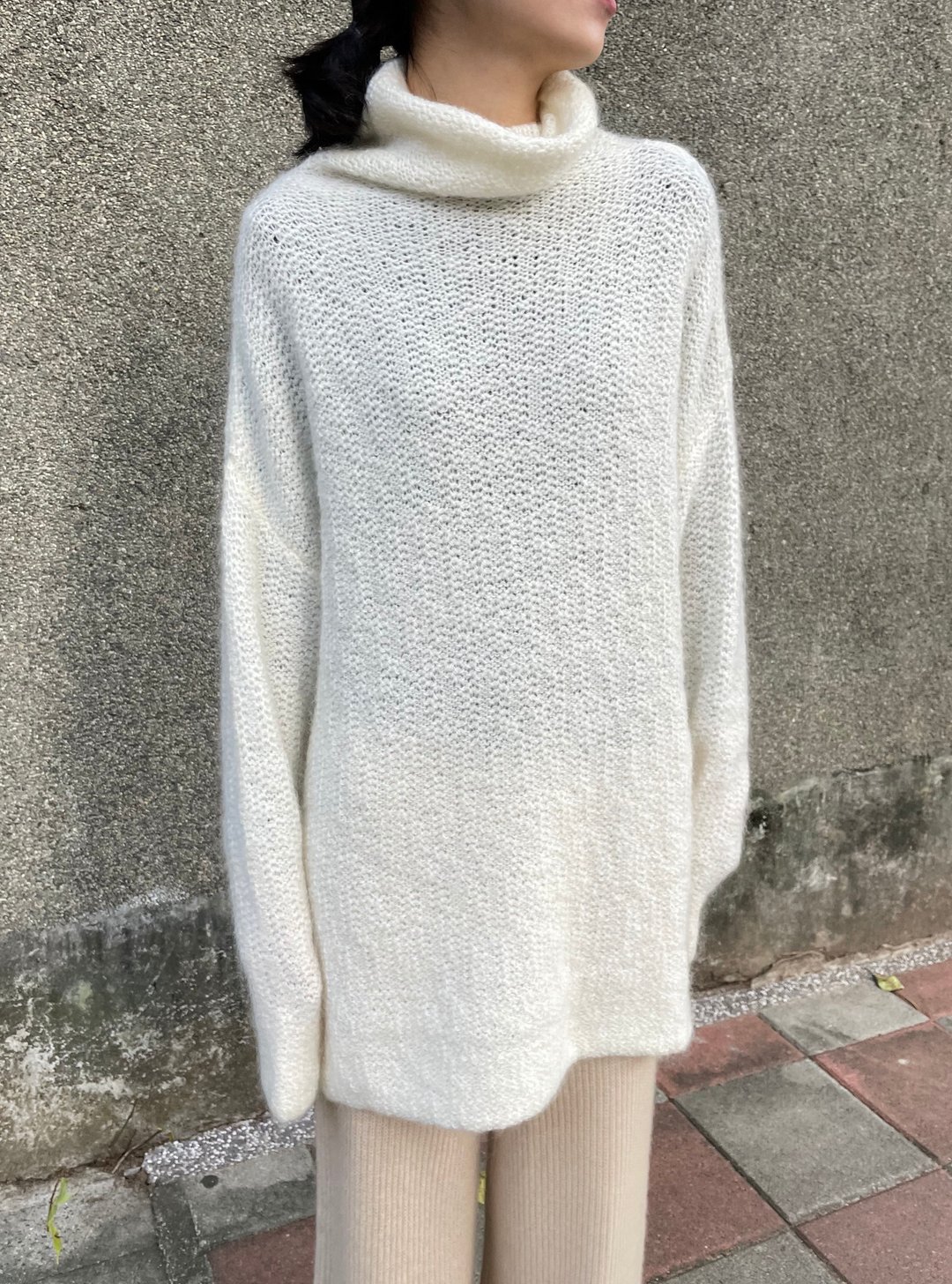 长版羊毛高领JUMPER - 女装针织衫/毛衣 - 羊毛 白色