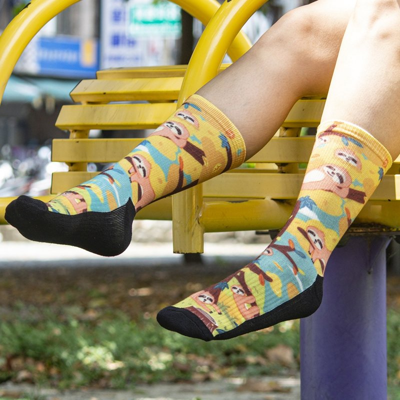 【小创袜】慢慢树懒袜/运动袜/奇幻/动物园/潮流/滑板 - 袜子 - 环保材料 橘色