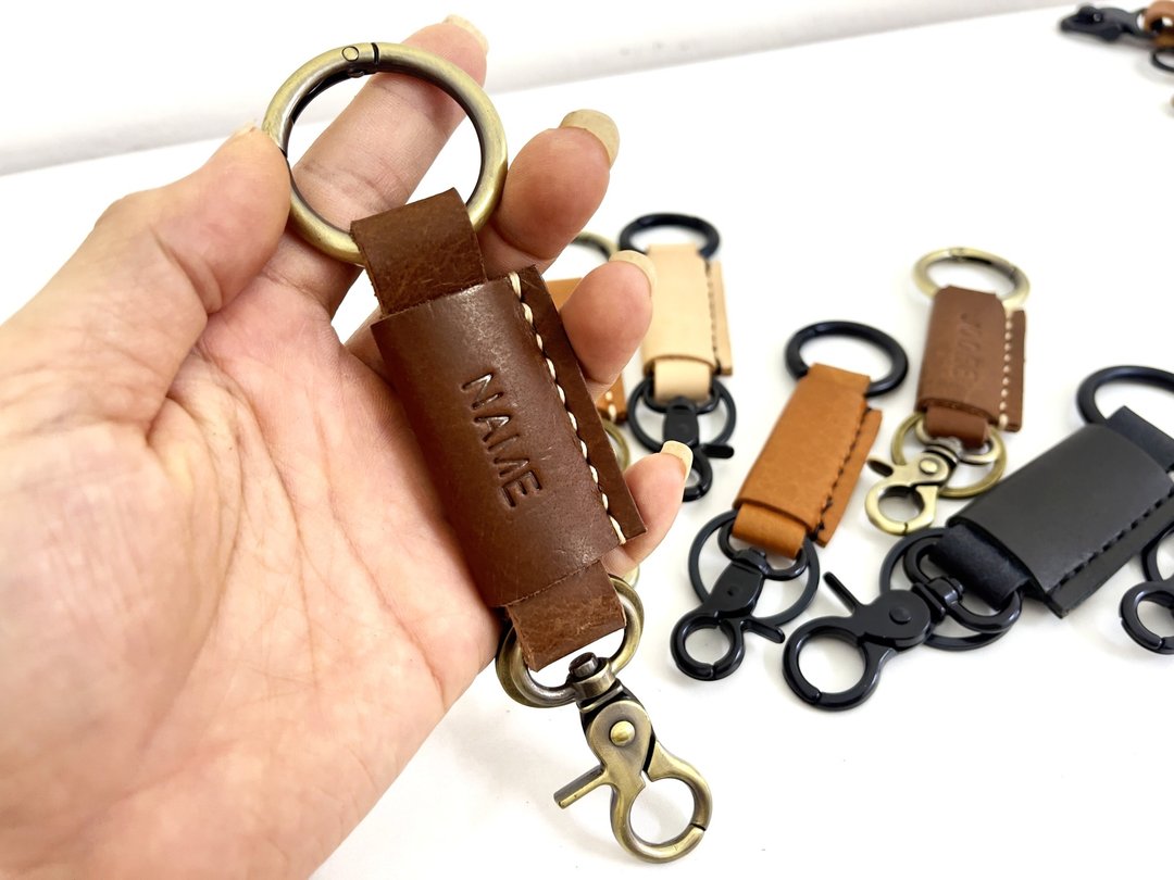 个性化皮革钥匙扣 定制雕刻皮革钥匙扣 优质皮革环形钥匙扣 个性 - 钥匙链/钥匙包 - 真皮 