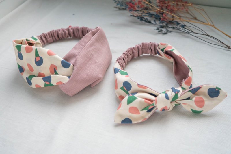 发带 | 母女发带 | 婴儿发带 | 弥月礼盒 | 冰淇淋少女 - 婴儿帽/发带 - 棉．麻 粉红色