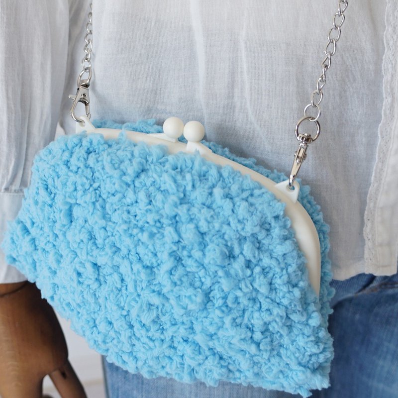 芭芭手工钩针小袋No.C1602 - 化妆包/杂物包 - 其他材质 蓝色