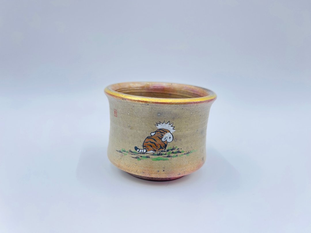 柴烧手绘杯 - 茶具/茶杯 - 陶 白色