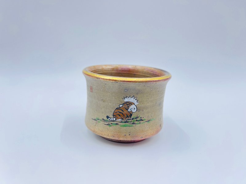 柴烧手绘杯 - 茶具/茶杯 - 陶 白色