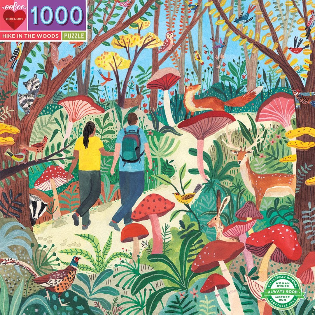 eeBoo1000片拼图-登山远足Hike in the Woods  1000 Piece Puzzle - 拼图 - 纸 卡其色