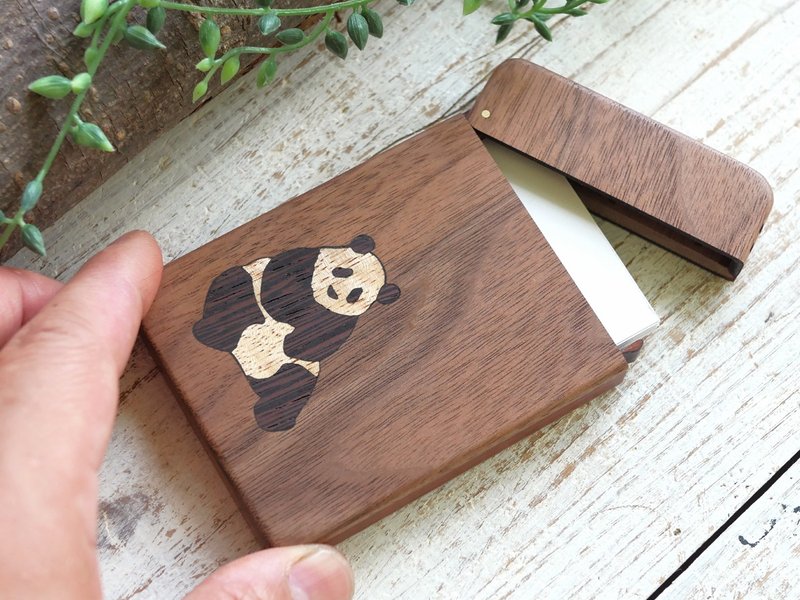 Wooden business card holder / Panda / walnut - 名片夹/名片盒 - 木头 