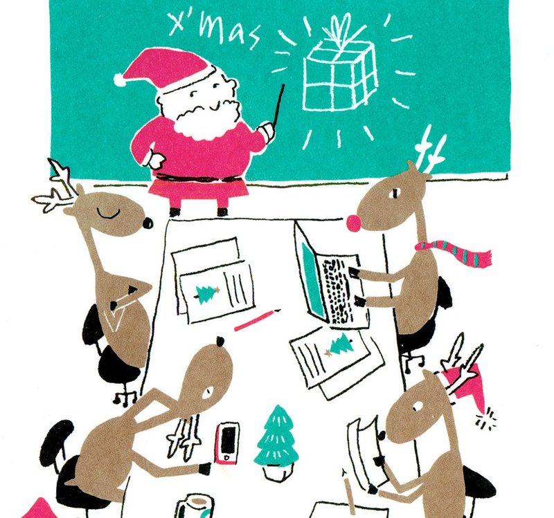 圣诞卡-2019圣诞明信片6号 : 圣诞会议 Christmas Plan - 卡片/明信片 - 纸 红色