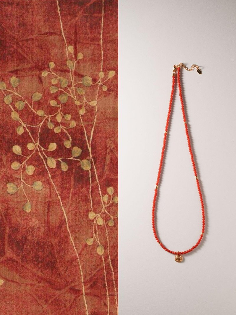 原创手工金饼天然南红辟邪好运本命年招财项链毛衣项链礼物 - 项链 - 玉石 红色