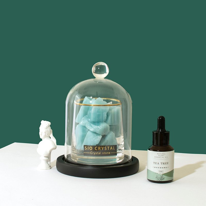 天然水晶扩香组-蓝萤石+澳洲茶树精油 - 香薰/精油/线香 - 水晶 蓝色