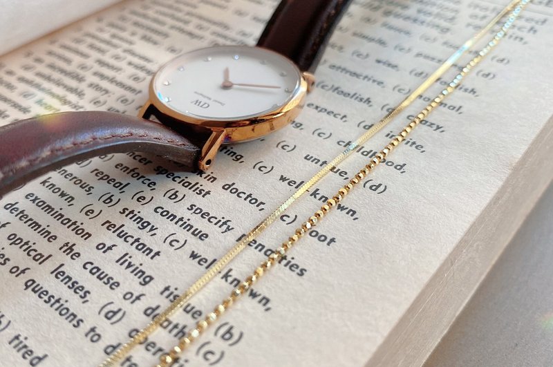 925纯银 迷你珠珠双层造型手链 金/银两色 15.5+3cm - 手链/手环 - 纯银 金色