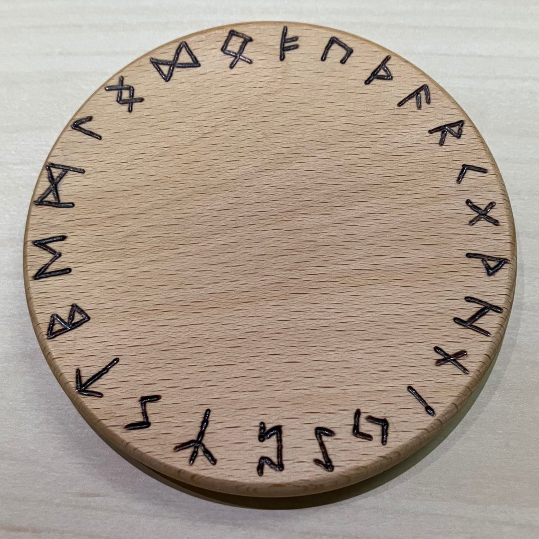 卢恩环 Rune Ring 能量调整木杯垫 水晶充电 微型占卜板 - 摆饰 - 木头 