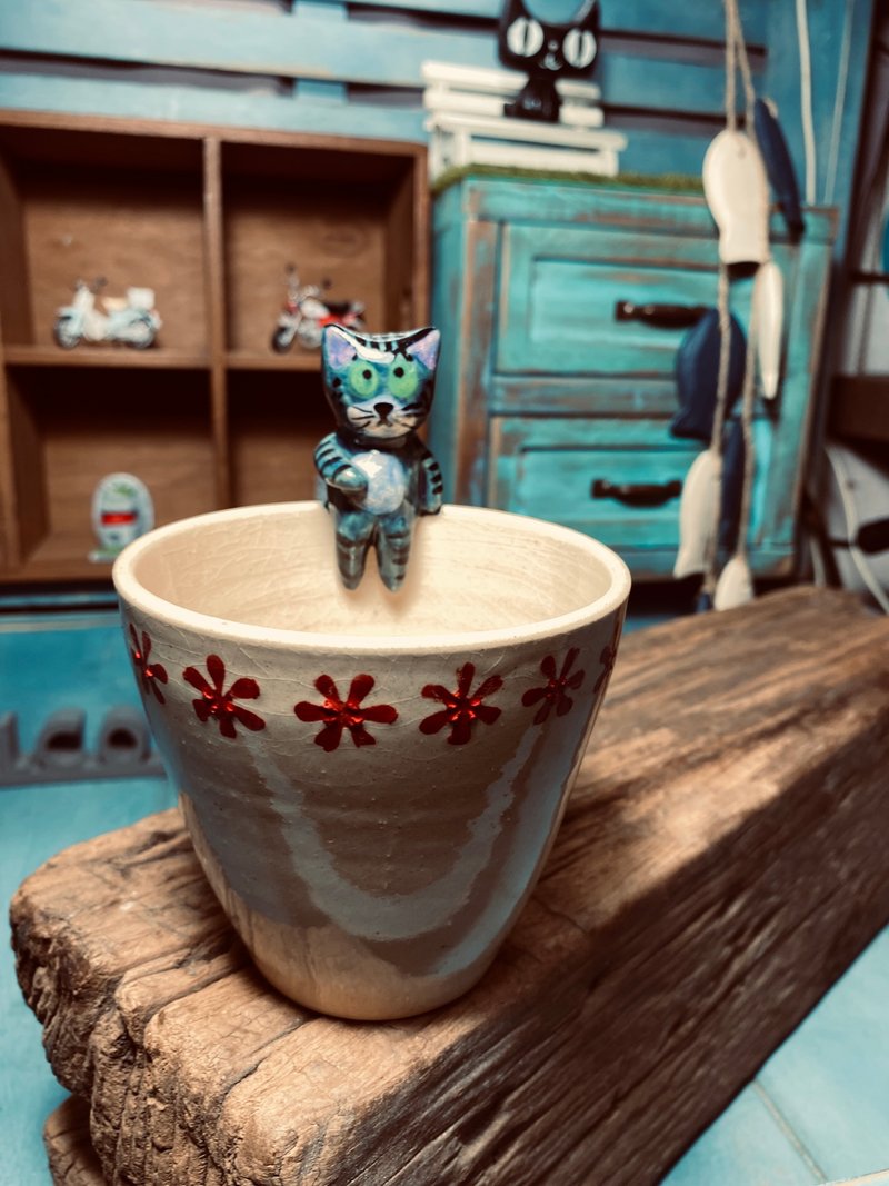 蓝猫小红花杯 - 其他杯子 - 瓷 橘色